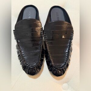 Steve Madden Black Patent Leather Penny Loafer Mules